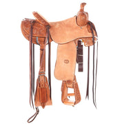 Tomahawk Natural 3/4 Breed Poinsettia Tooled Cowboy Saddle