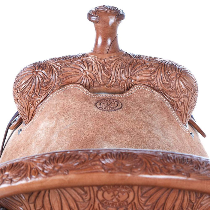 Tomahawk Natural 3/4 Breed Poinsettia Tooled Cowboy Saddle
