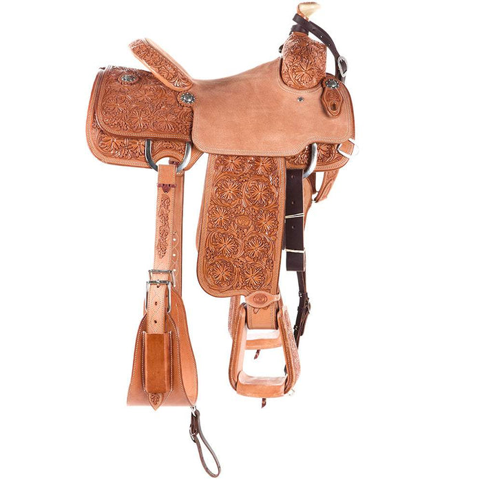 Tomahawk Natural 7/8 Breed Floral Tooled MTM Team Roper