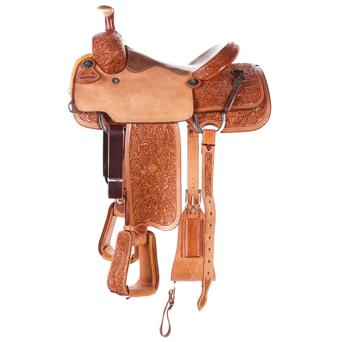 Tomahawk 7/8 Breed Floral with Smooth Seat Natural MTM Team Roper