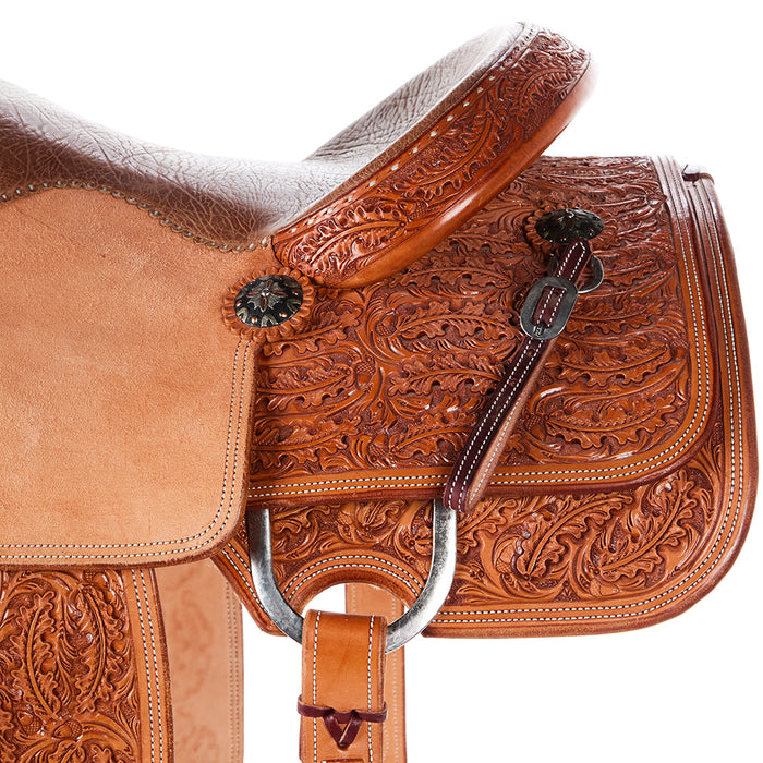 Tomahawk 7/8 Breed Floral with Smooth Seat Natural MTM Team Roper