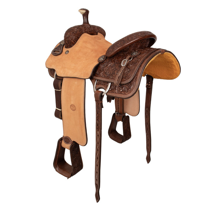Tomahawk Chocolate 3/4 Breed Floral Hard Seat MTM Team Roper