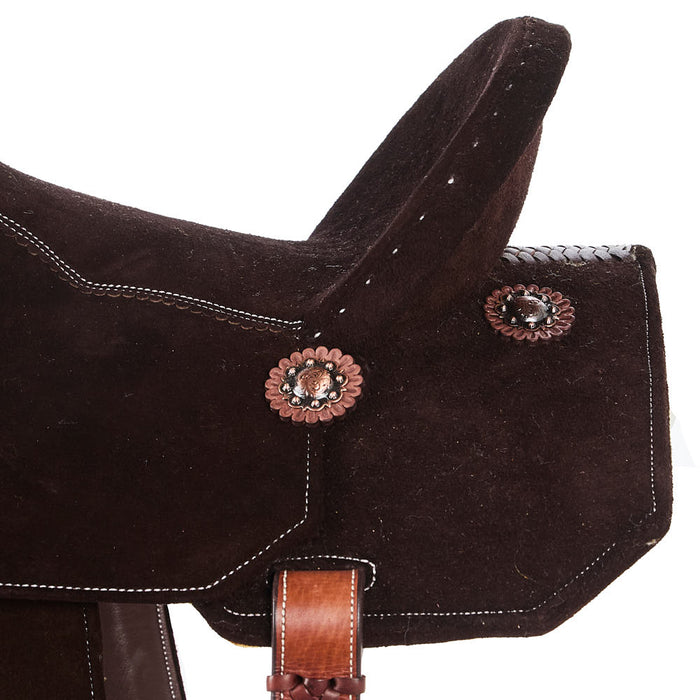 Tomahawk Chocolate Roughout with 45 cut skirts Barrel Saddle