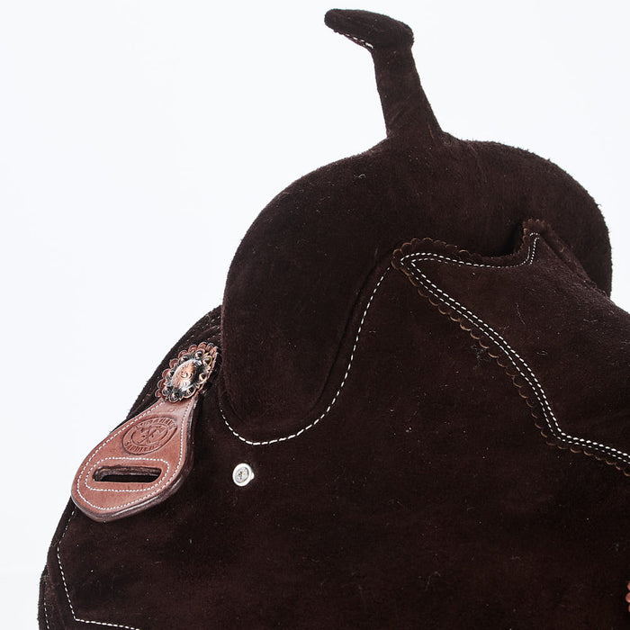 Tomahawk Chocolate Roughout with 45 cut skirts Barrel Saddle