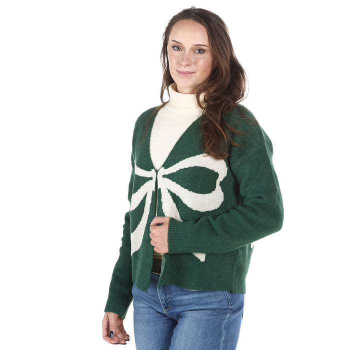 Thml Clothing Women's Green Bow Cardigan