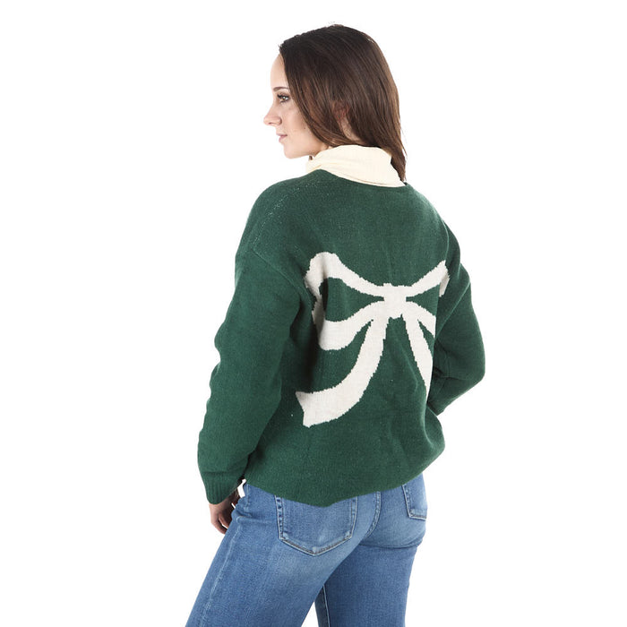 Thml Clothing Women's Green Bow Cardigan