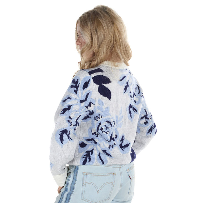 Thml Clothing Women's Blue Floral Design Sweater