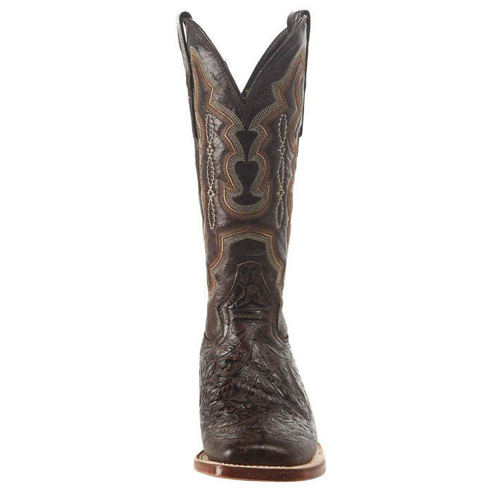 Tanner Mark Boots Women's Embossed Floral Hand Tool in Chocolate Brown Cowgirl Boots