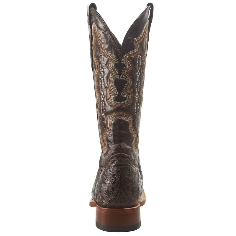 Tanner Mark Boots Women's Embossed Floral Hand Tool in Chocolate Brown Cowgirl Boots