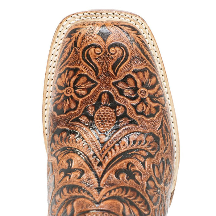 Tanner Mark Boots Women's Embossed Floral Hand Tool in Classic Cognac Cowgirl Boot