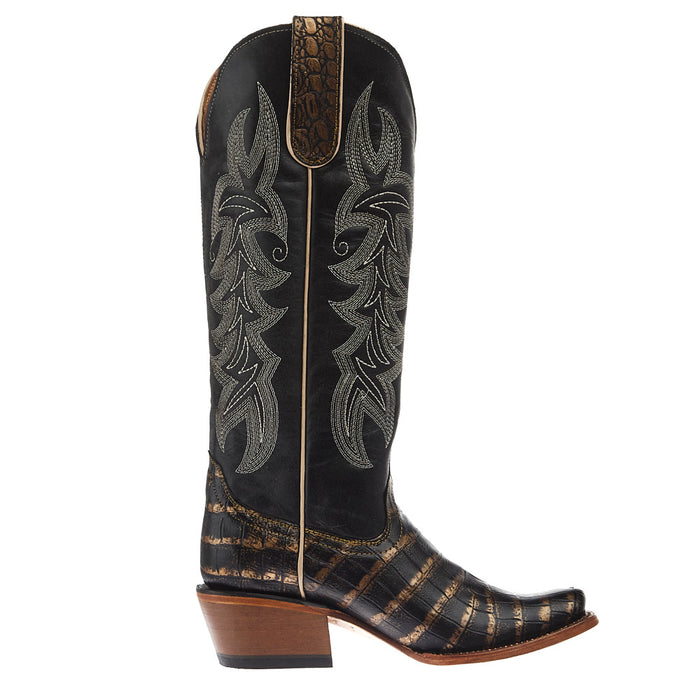 Tanner Mark Boots Women`s Caiman Belly Print 14In Gold Top Boot