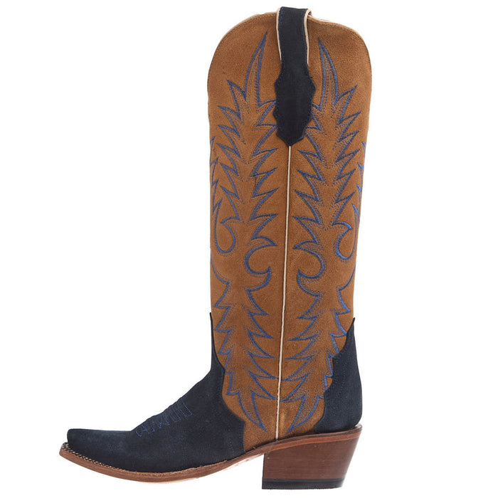 Tanner Mark Boots Women's Navy Roughout Vamp 14in. Whiskey Top Boot