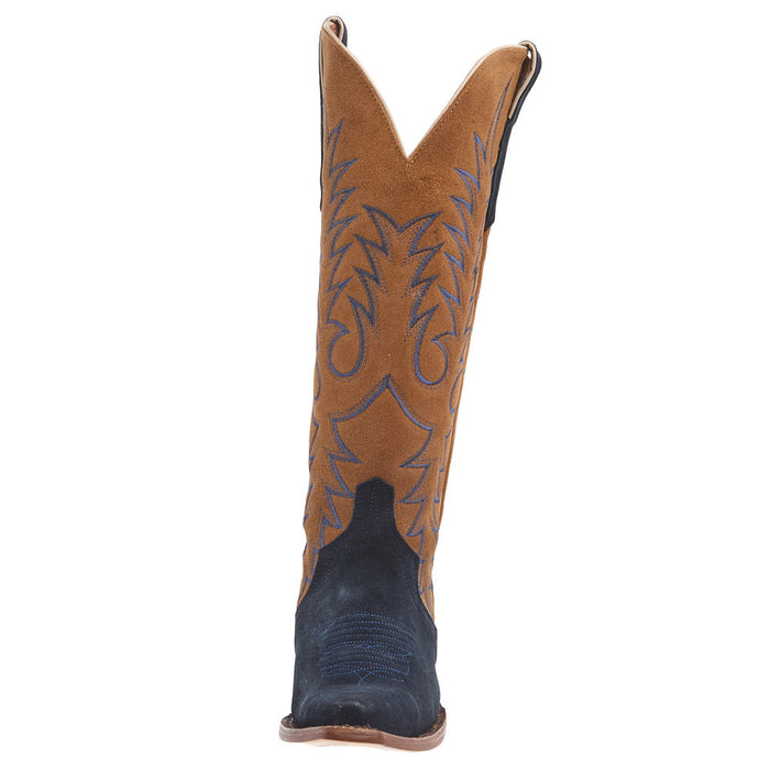 Tanner Mark Boots Women's Navy Roughout Vamp 14in. Whiskey Top Boot