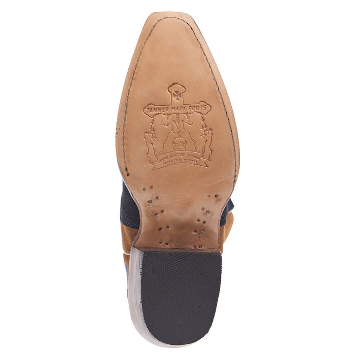 Tanner Mark Boots Women's Navy Roughout Vamp 14in. Whiskey Top Boot