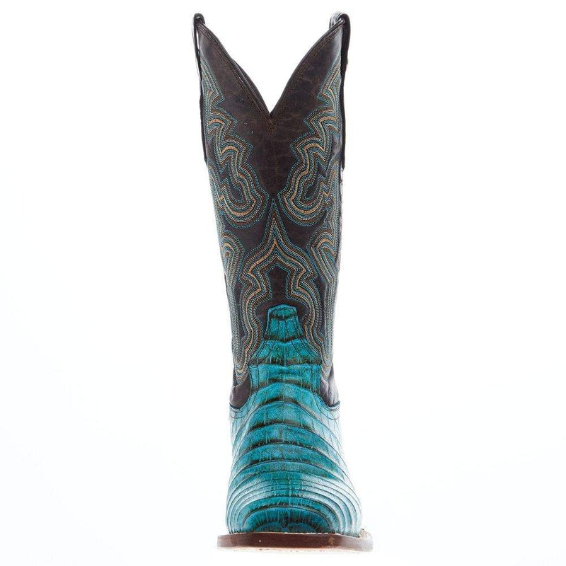 Tanner Mark Boots Womens Caiman Belly Print 13 In Turquoise/Tobacco Top Cowgirl Boot