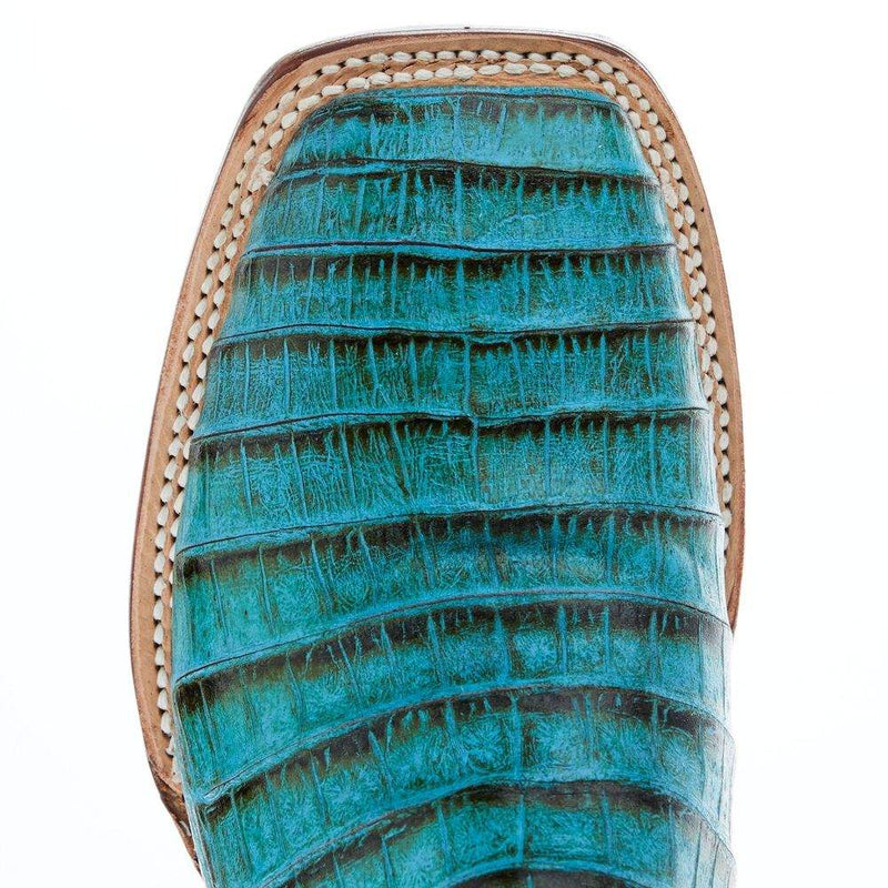 Tanner Mark Boots Womens Caiman Belly Print 13 In Turquoise/Tobacco Top Cowgirl Boot