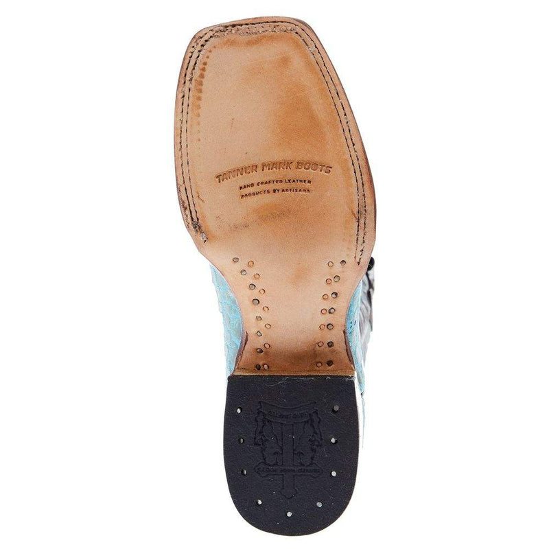 Tanner Mark Boots Womens Caiman Belly Print 13 In Turquoise/Tobacco Top Cowgirl Boot