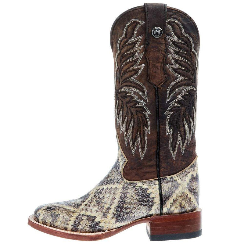 Tanner Mark Boots Women`s Natural Rattlesnake Print 13 In Tobacco Top Cowgirl Boot