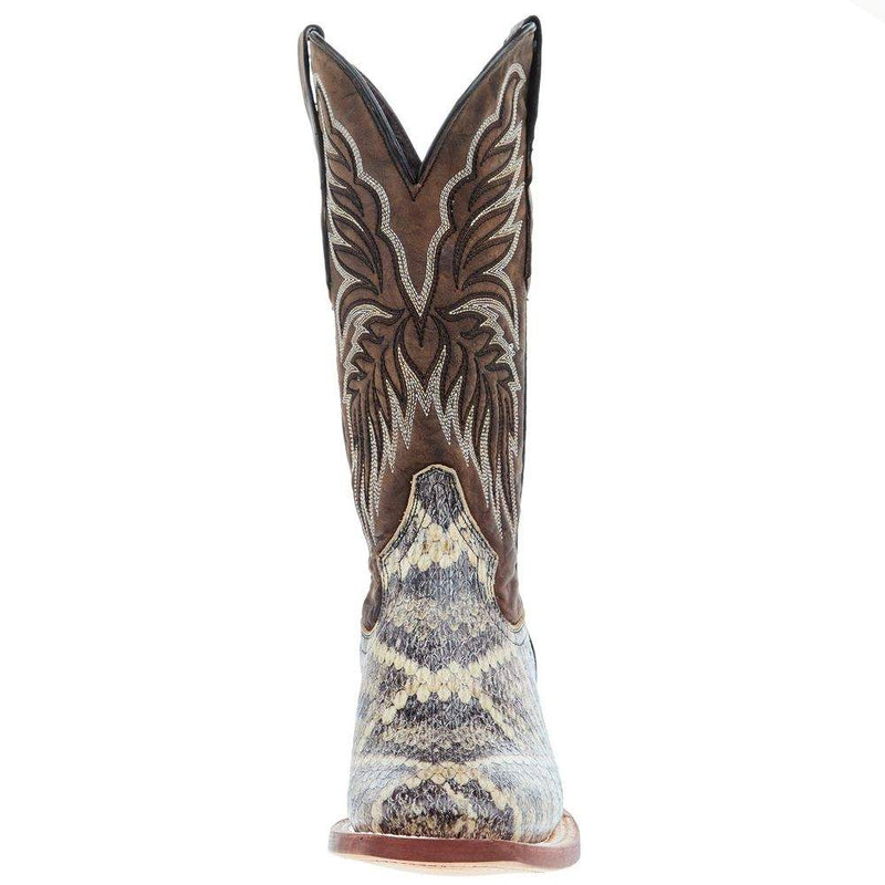 Tanner Mark Boots Women`s Natural Rattlesnake Print 13 In Tobacco Top Cowgirl Boot