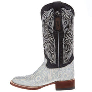 Tanner Mark Boots Women`s Hand Tool Jungle White & Silver 13 In Black Top Cowgirl Boot