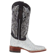 Tanner Mark Boots Women`s Hand Tool Jungle White & Silver 13 In Black Top Cowgirl Boot