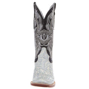 Tanner Mark Boots Women`s Hand Tool Jungle White & Silver 13 In Black Top Cowgirl Boot