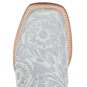 Tanner Mark Boots Women`s Hand Tool Jungle White & Silver 13 In Black Top Cowgirl Boot