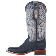 Tanner Mark Boots Women`s Black Stingray Print 13 In Toscana Blue Top Cowgirl Boot