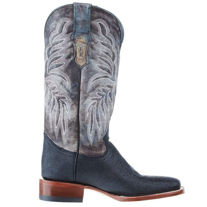 Tanner Mark Boots Women`s Black Stingray Print 13 In Toscana Blue Top Cowgirl Boot