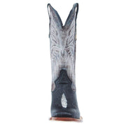 Tanner Mark Boots Women`s Black Stingray Print 13 In Toscana Blue Top Cowgirl Boot