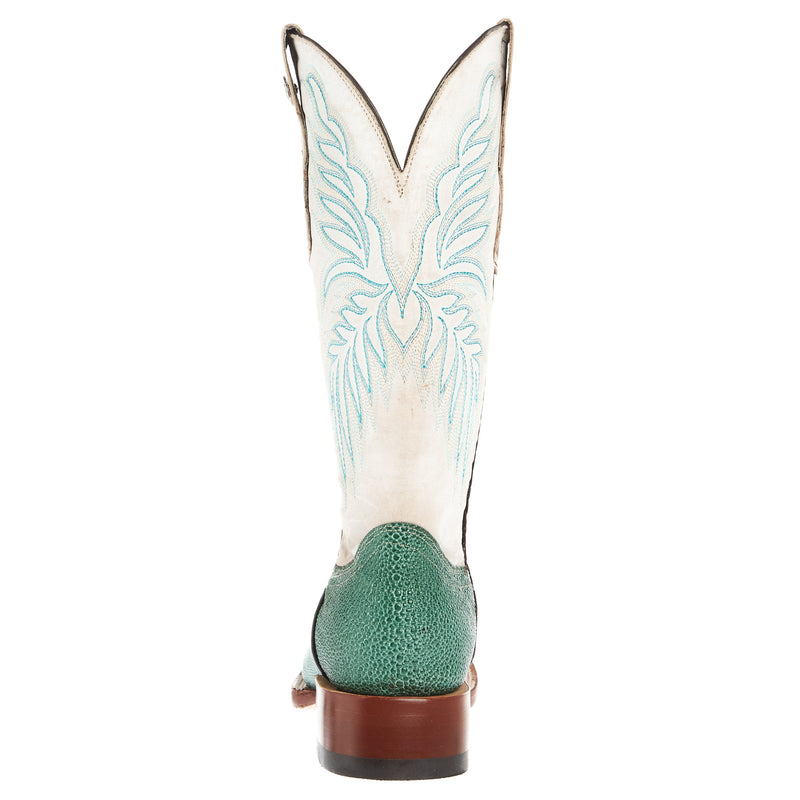 Tanner Mark Boots Womens Green Stingray Print With 12In Bone Top Cowgirl Boot