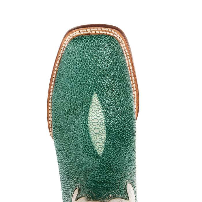 Tanner Mark Boots Womens Green Stingray Print With 12In Bone Top Cowgirl Boot