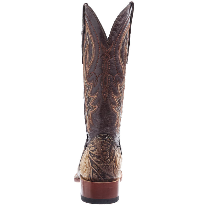 Tanner Mark Boots Women's Embossed Orix Floral Hand Tooled 12 in Monaco Cafe Top Cowgirl Boot