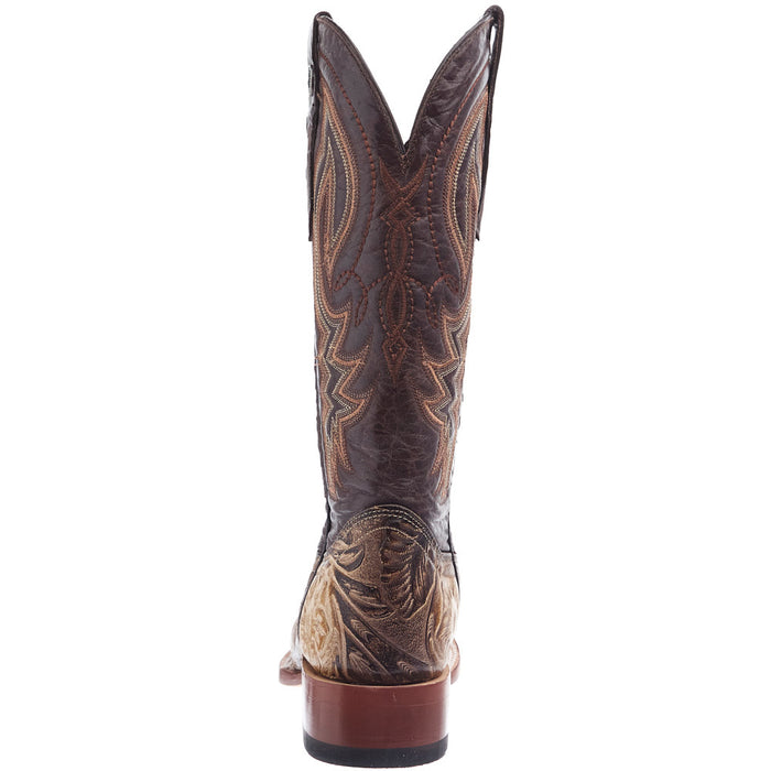 Tanner Mark Boots Women's Embossed Orix Floral Hand Tooled 12 in Monaco Cafe Top Cowgirl Boot