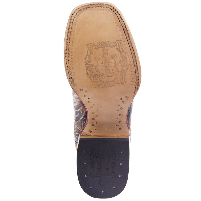 Tanner Mark Boots Women's Embossed Orix Floral Hand Tooled 12 in Monaco Cafe Top Cowgirl Boot