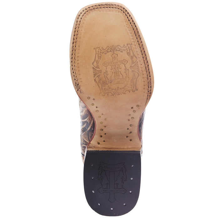 Tanner Mark Boots Women's Embossed Orix Floral Hand Tooled 12 in Monaco Cafe Top Cowgirl Boot