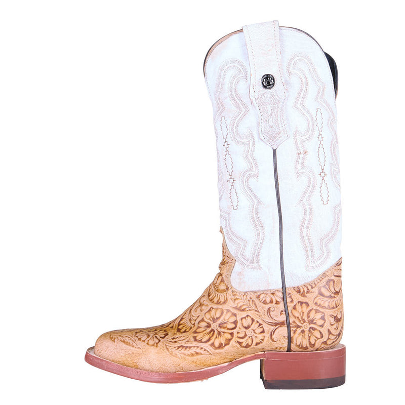 Tanner Mark Boots Women's Tan Tooled Matte Print Vamp 12in Bone Top Boot