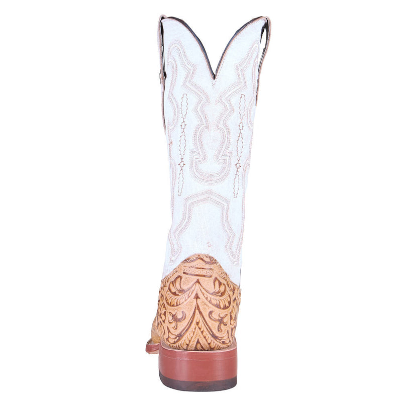 Tanner Mark Boots Women's Tan Tooled Matte Print Vamp 12in Bone Top Boot