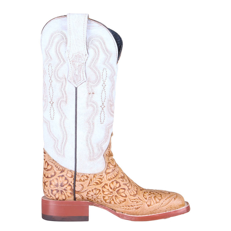 Tanner Mark Boots Women's Tan Tooled Matte Print Vamp 12in Bone Top Boot