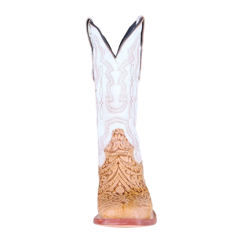 Tanner Mark Boots Women's Tan Tooled Matte Print Vamp 12in Bone Top Boot