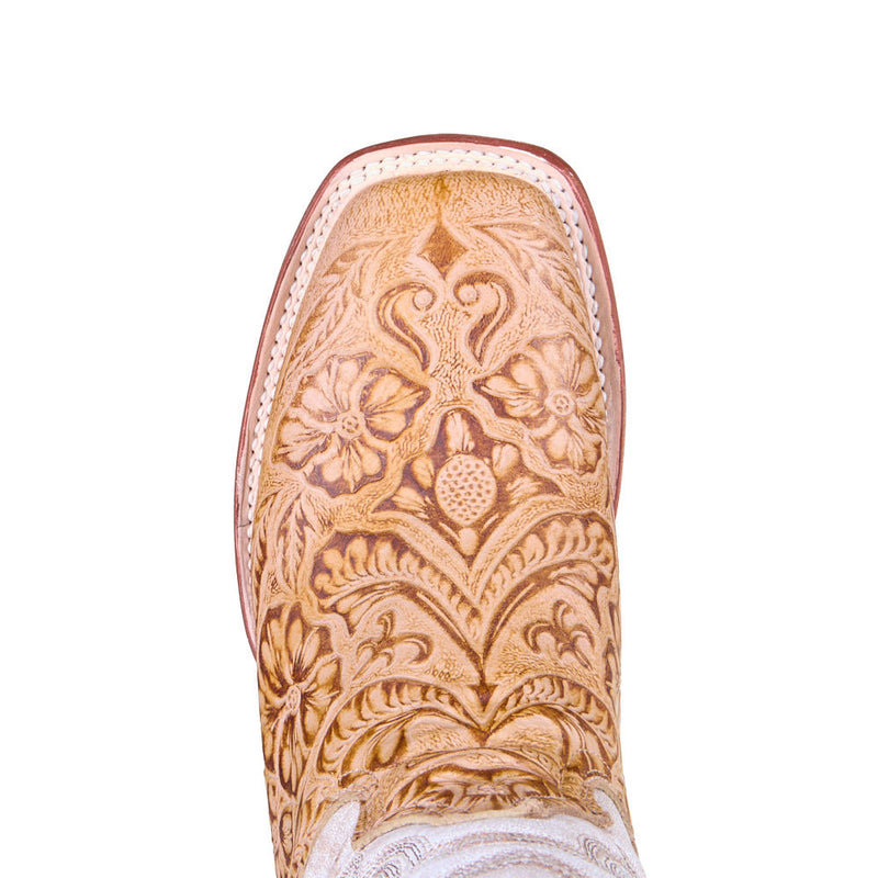 Tanner Mark Boots Women's Tan Tooled Matte Print Vamp 12in Bone Top Boot