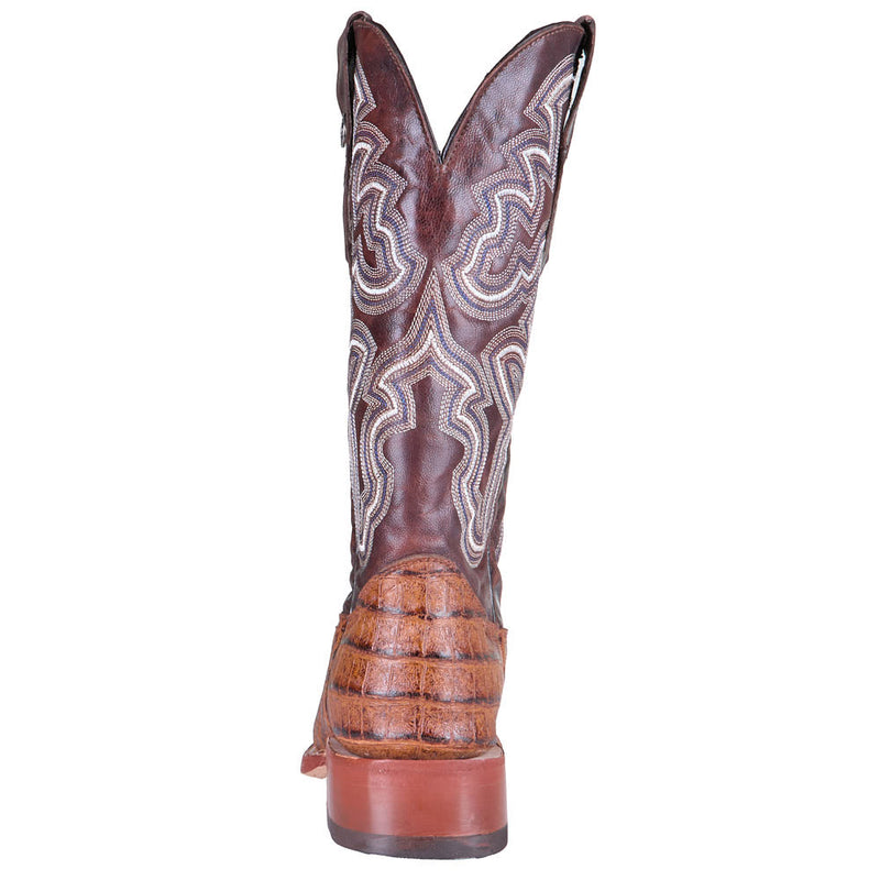 Tanner Mark Boots Women's Cognac Caiman Belly Print Vamp 12in Cognac Top