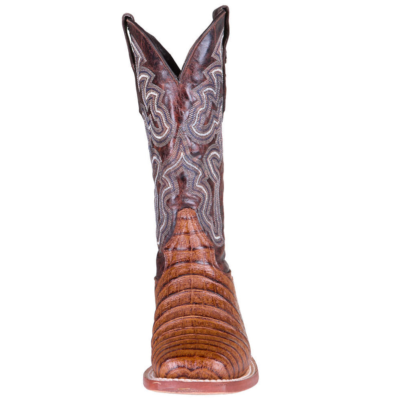 Tanner Mark Boots Women's Cognac Caiman Belly Print Vamp 12in Cognac Top