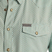 Panhandle Mens Turquoise Ditzy Geo Snap Shirt