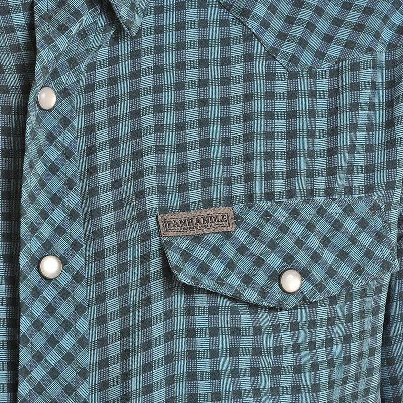 Panhandle Mens Blue Check Snap Shirt
