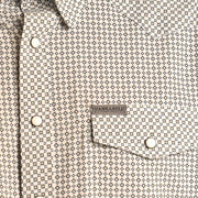Panhandle Men's White Geometric Print Snap Shirt