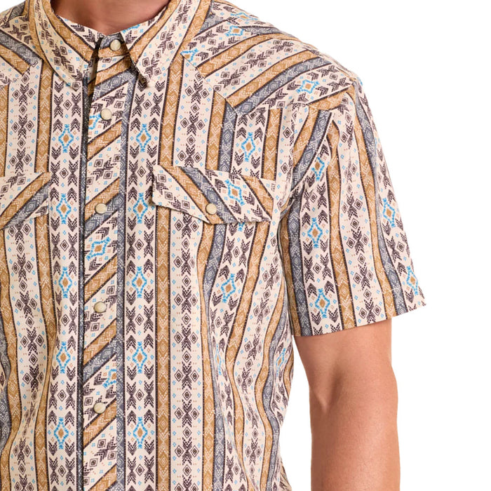 Panhandle Men's Tan Wallpaper Performance Snap Shirt