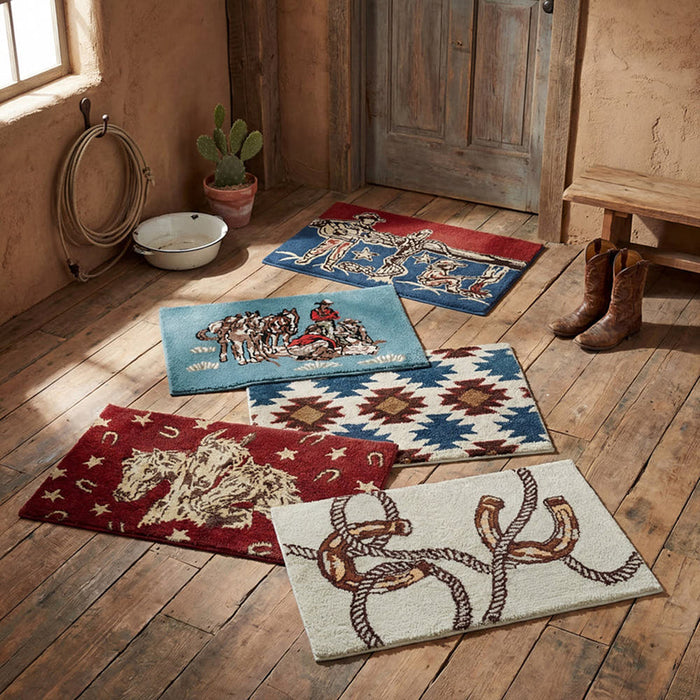 Hiend Accents Patchwork Bandana Jacquard Strumming Cowboy Kitchen Rug 24x36