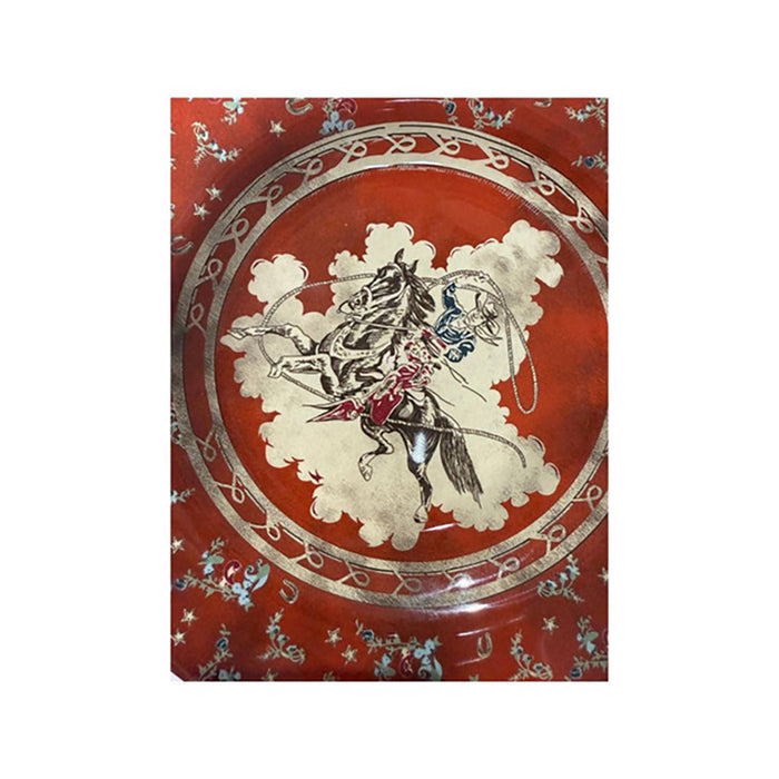 Hiend Accents Patchwork Bandana Melamine Salad Plate Red Lasso Cowboy