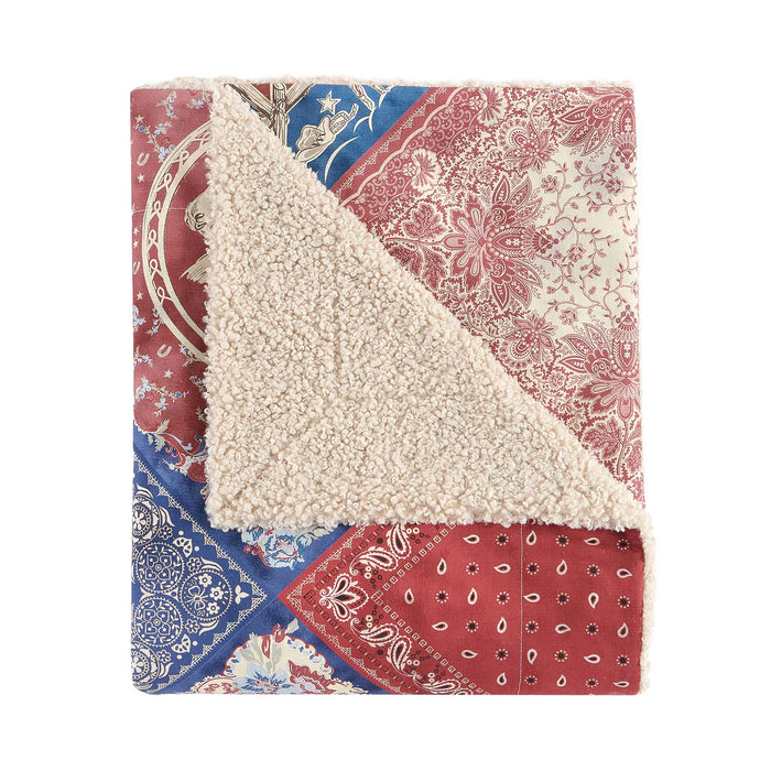 Hiend Accents Patchwork Bandana Teddy Backed Throw